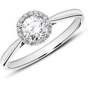 585er Weißgold Haloring mit Diamanten