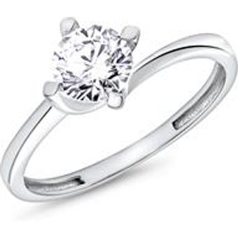 375er Weißgold Verlobungsring mit Zirkonia