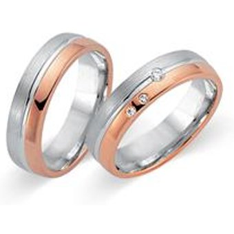 Eheringe 333er Weiss- Rotgold 3 Brillanten