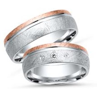 Eheringe 333er Weiss- Rotgold 3 Brillanten