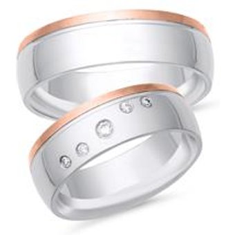 Eheringe 333er Weiss- Rotgold 5 Diamanten