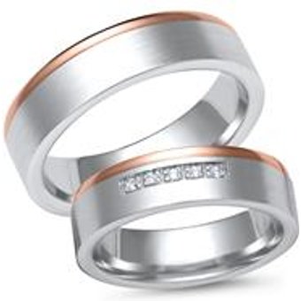 Eheringe 333er Weiss- Rotgold 5 Brillanten