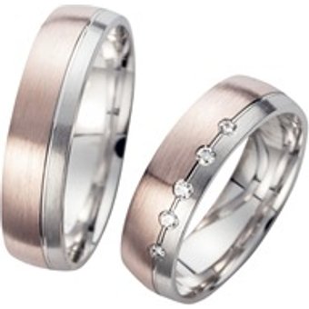 Eheringe Rot- und Weißgold mit Brillanten Breite 5,5 mm
