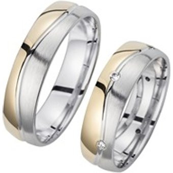 Eheringe Gelb- und Weißgold mit Diamanten Breite 5,5 mm
