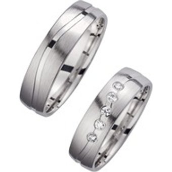 Eheringe Weißgold mit Brillanten Breite 5,5 mm