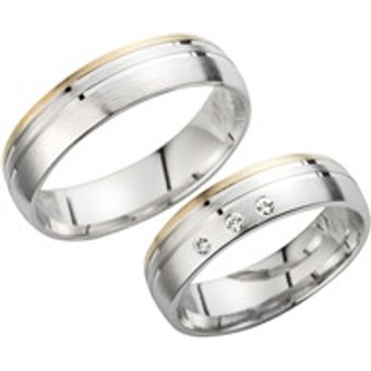 Eheringe Gelb- und Weißgold mit Brillanten Breite 5,5 mm