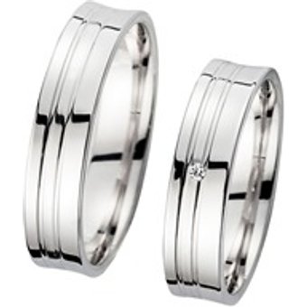 Eheringe Weißgold mit Brillant Breite 5 mm