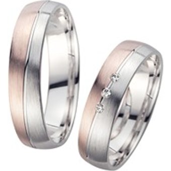 Eheringe Rot- und Weißgold mit Brillanten Breite 5 mm