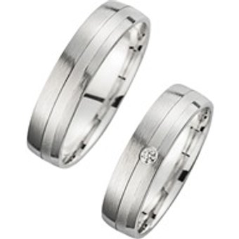 Eheringe Weißgold mit Brillant Breite 5 mm