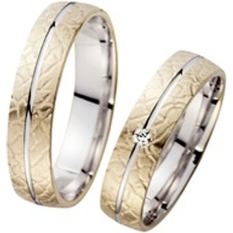 Eheringe Gelb- und Weißgold mit Brillant Breite 5 mm