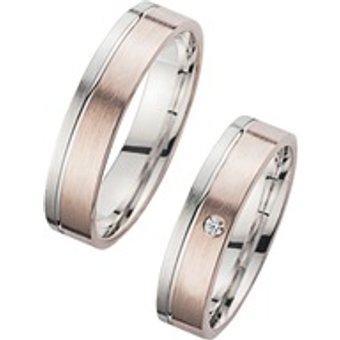 Eheringe Rot- und Weißgold mit Diamant Breite 5 mm