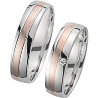 Eheringe Rot- und Weißgold mit Brillant Breite 5 mm