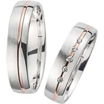 Eheringe Rot- und Weißgold mit Brillanten Breite 5 mm