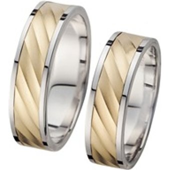 Eheringe Gelb- und Weißgold mit Brillant Breite 6 mm
