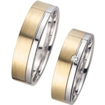 Eheringe Gelb- und Weißgold mit Brillant Breite 6 mm