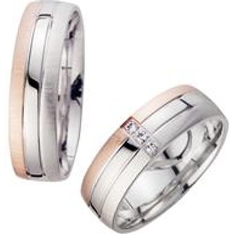 Eheringe Rot- und Weißgold mit Diamanten Breite 6 mm