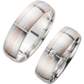 Eheringe Rot- und Weißgold mit Brillant Breite 6 mm