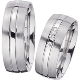 Eheringe Weißgold mit Diamanten Breite 7 mm