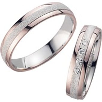Eheringe Rot- und Weißgold mit Brillanten Breite 4,5 mm