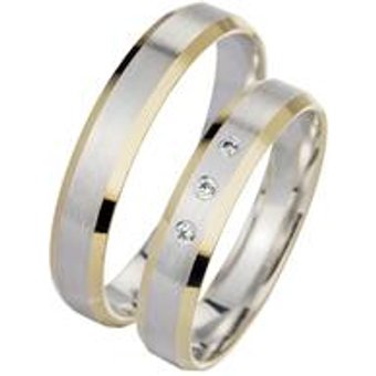 Eheringe Gelb- und Weißgold mit Brillanten Breite 4,5 mm