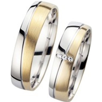Eheringe Gelb- und Weißgold mit Brillanten Breite 5 mm