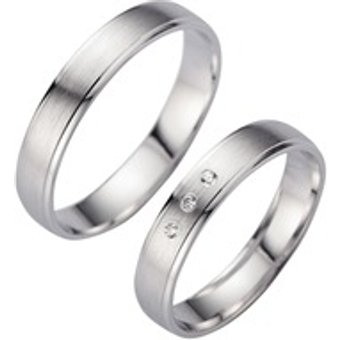 Eheringe Weißgold mit Brillanten Breite 4 mm