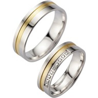 Eheringe Gelb- und Weißgold mit Brillanten Breite 5,5 mm