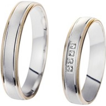 Eheringe Gelb- und Weißgold mit Brillanten Breite 4 mm