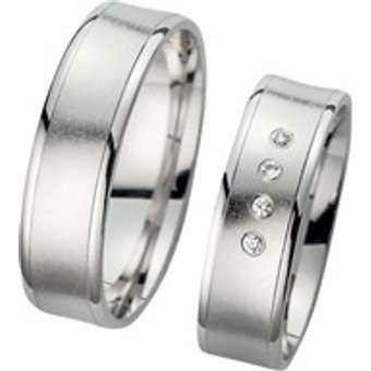 Eheringe Weißgold mit Diamanten Breite 6 mm