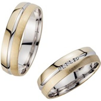 Eheringe Gelb- und Weißgold mit Brillanten Breite 5,5 mm