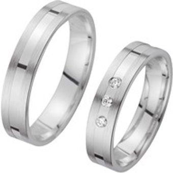 Eheringe Weißgold mit Diamanten Breite 4,5 mm