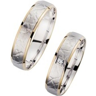 Eheringe Weiß- und Gelbgold mit Brillant Breite 5 mm
