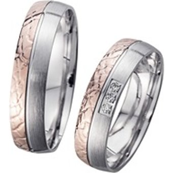 Eheringe Rot- und Weißgold mit Brillanten Breite 5 mm