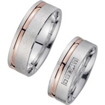 Eheringe Rot- und Weißgold mit Brillanten Breite 6,5 mm