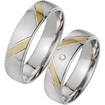 Eheringe Gelb- und Weißgold mit Brillant Breite 5,5 mm