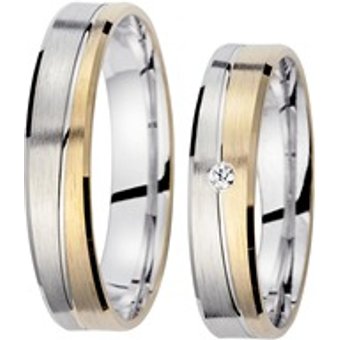 Eheringe Gelb- und Weißgold mit Brillant Breite 4,5 mm