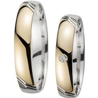 Eheringe Gelb- und Weißgold mit Diamanten Breite 4 mm