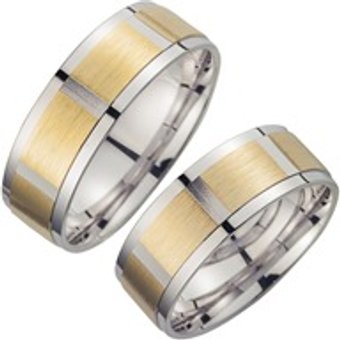 Eheringe Weiß- und Gelbgold Breite 7 mm