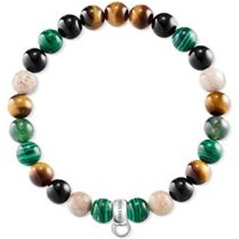 Damen Charm-Armband aus 925er Silber, Edelsteinperlen