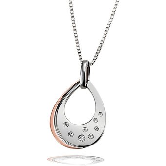 Collier 585 Rotgold teils rhodiniert 8 Brillanten 0.04 ct.