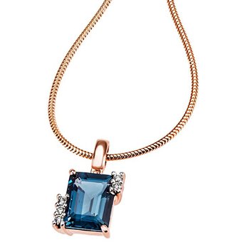 Damen-Collier 585 Rotgold 1 Londontopas 4,12 ct. 5 Brill. 0,06 ct. SI1/H