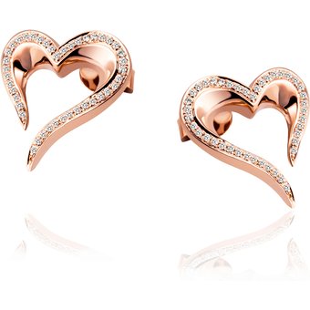 Paar Ohrstecker Herzen 750 Rotgold 84 Brillanten zus. 0,22 ct. VS/G