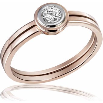 Damen Ring Solitär Rotgold 585 1 Brillant 0,25 ct.