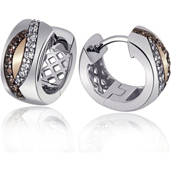Paar Creolen Mystic 925 Sterlingsilber 16 champagnerfarbene 16 weiße Zirkonia