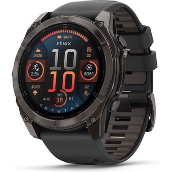 Garmin 010-02905-21 Herrenuhr fenix 8 AMOLED Saphirglas Silikonband 51mm 10ATM