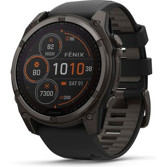 Garmin 010-02907-11 Herrenuhr fenix 8 Solar Saphirglas Silikonband 51mm 10ATM