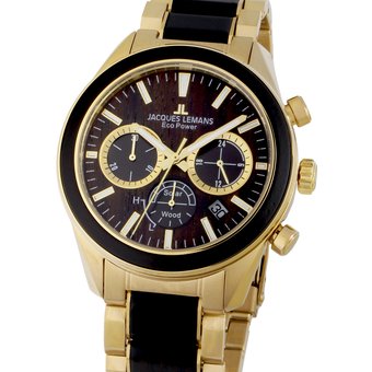 Jacques Lemans 1-2115L Eco Power Wood Herrenuhr 44mm 10ATM