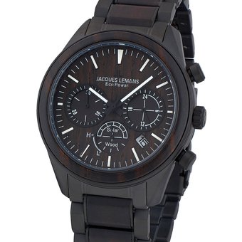 Jacques Lemans 1-2115M Eco Power Wood Herrenuhr 44mm 10ATM