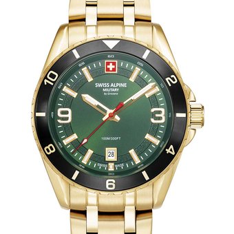 Swiss Alpine Military 7034.1118 Herrenuhr Sierra gold grün 42mm 10ATM