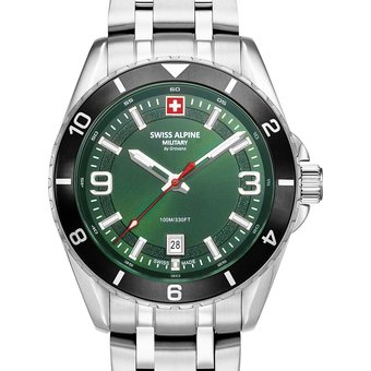 Swiss Alpine Military 7034.1138 Herrenuhr Sierra silber grün 42mm 10ATM
